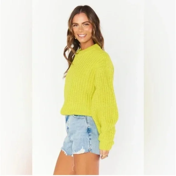 Show Me Your Mumu Sweater Bailey Green Cable Knit Crewneck  Various Sizes NWT - Picture 10 of 10